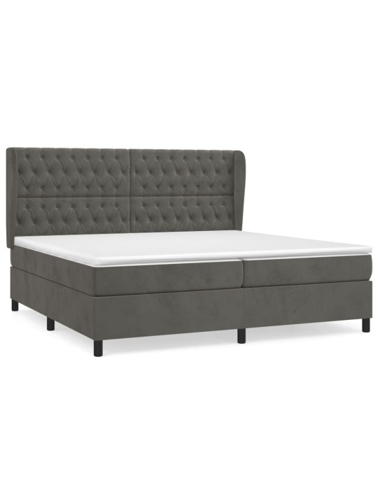 Box spring postel s matrací tmavě šedá 200x200 cm samet