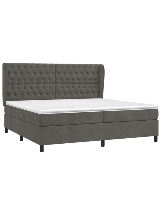 Box spring postel s matrací tmavě šedá 200x200 cm samet