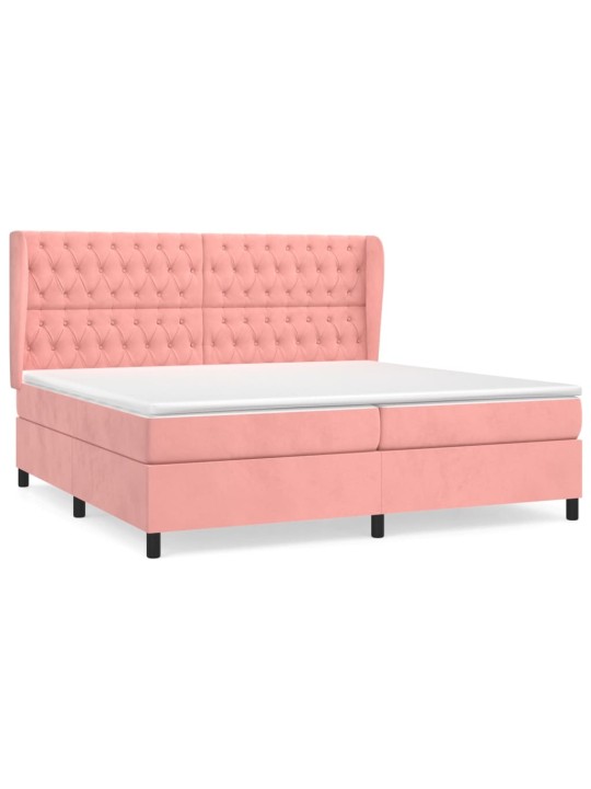 Box spring postel s matrací růžová 200x200 cm samet