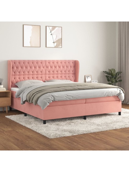 Box spring postel s matrací růžová 200x200 cm samet