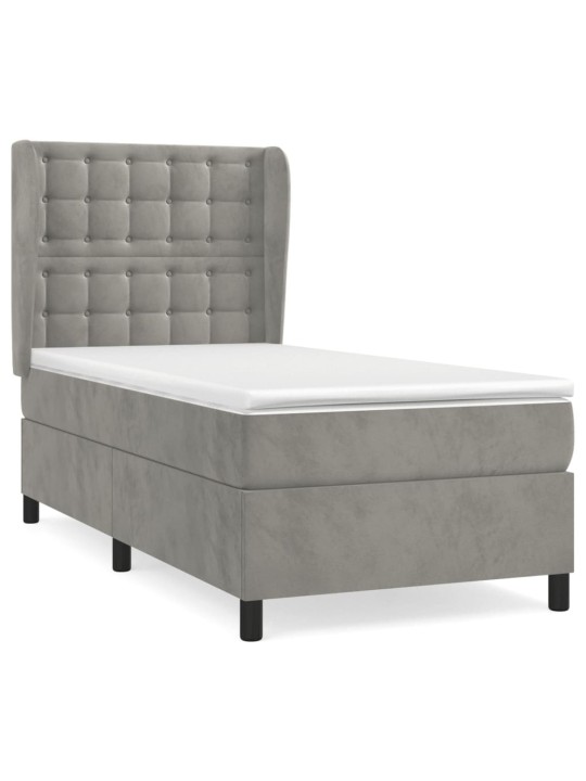 Box spring postel s matrací světle šedá 80 x 200 cm samet