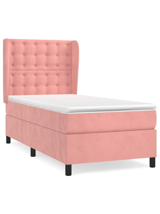 Box spring postel s matrací růžová 80 x 200 cm samet