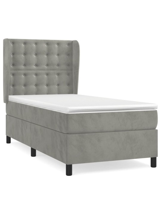 Box spring postel s matrací světle šedá 90x190 cm samet