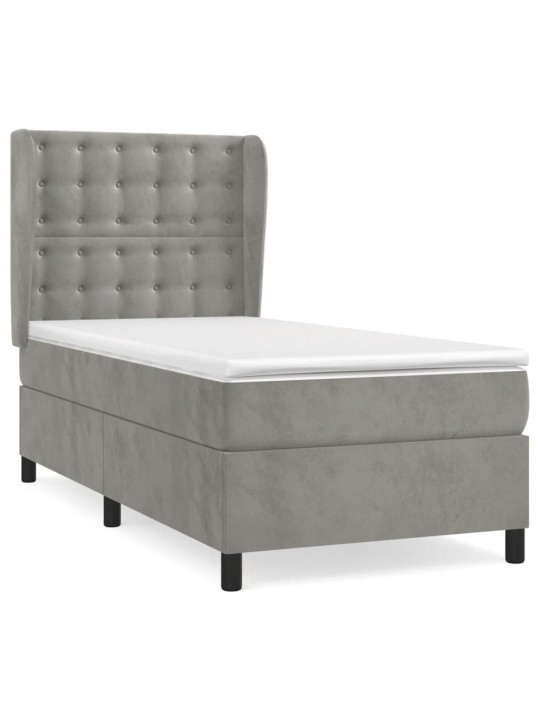 Box spring postel s matrací světle šedá 90x200 cm samet