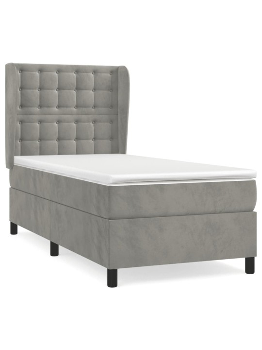 Box spring postel s matrací světle šedá 100x200 cm samet