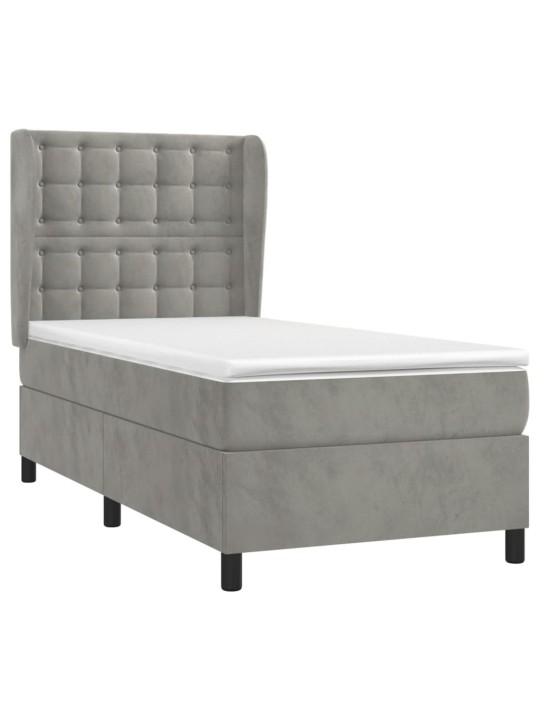 Box spring postel s matrací světle šedá 100x200 cm samet