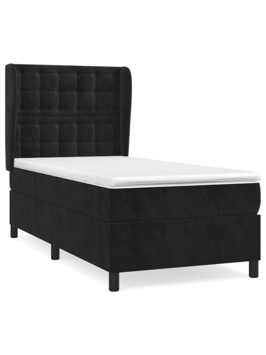 Box spring postel s matrací černá 100x200 cm samet