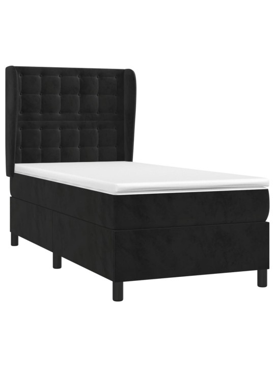 Box spring postel s matrací černá 100x200 cm samet