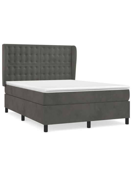 Box spring postel s matrací tmavě šedý 140 x 190 cm samet