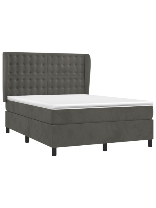 Box spring postel s matrací tmavě šedý 140 x 190 cm samet