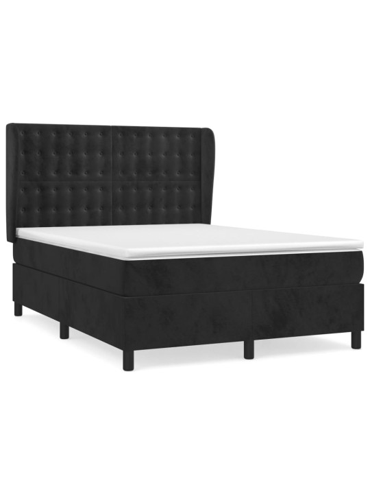 Box spring postel s matrací černá 140 x 190 cm samet