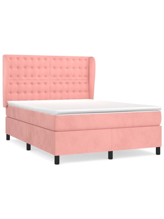 Box spring postel s matrací růžová 140x190 cm samet