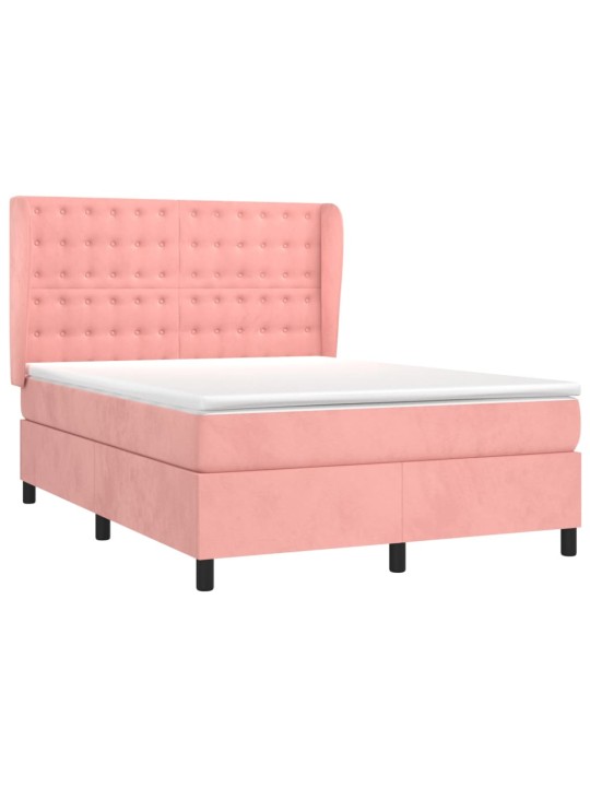 Box spring postel s matrací růžová 140x190 cm samet