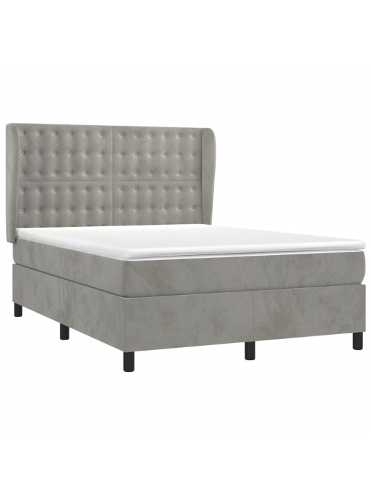 Box spring postel s matrací světle šedá 140x200 cm samet
