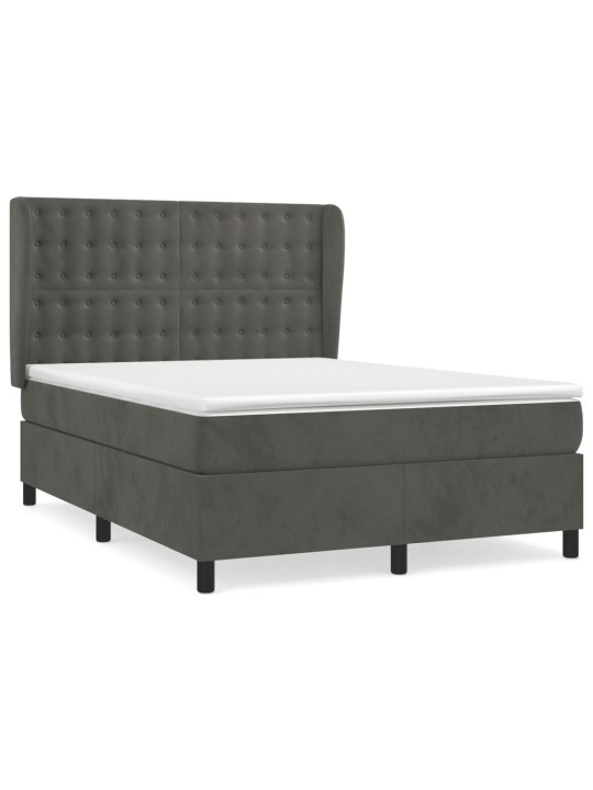 Box spring postel s matrací tmavě šedá 140x200 cm samet