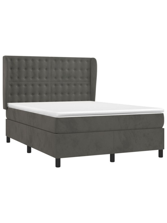 Box spring postel s matrací tmavě šedá 140x200 cm samet