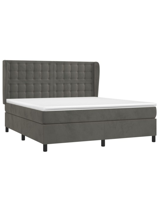 Box spring postel s matrací tmavě šedá 160x200 cm samet