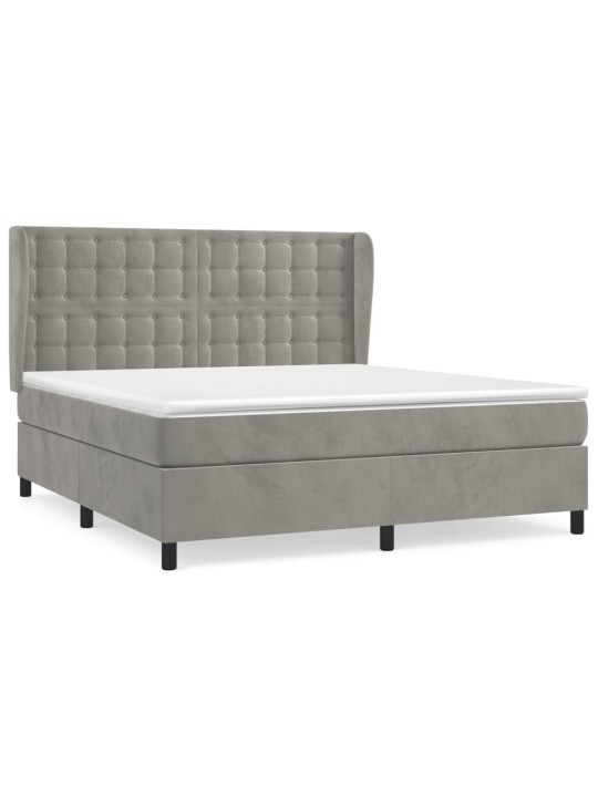 Box spring postel s matrací světle šedá 180x200 cm samet