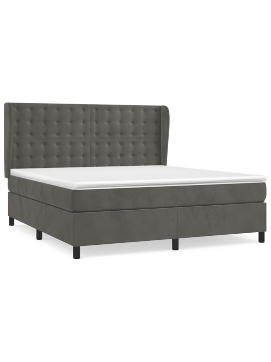 Box spring postel s matrací tmavě šedá 180x200 cm samet