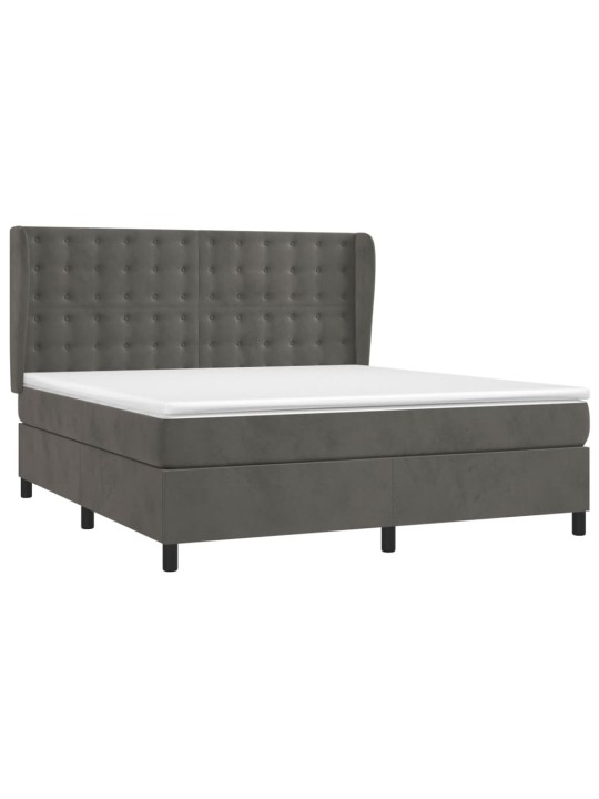Box spring postel s matrací tmavě šedá 180x200 cm samet