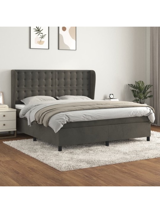 Box spring postel s matrací tmavě šedá 180x200 cm samet