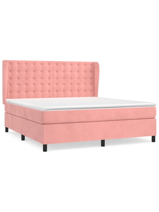 Box spring postel s matrací růžová 180x200 cm samet