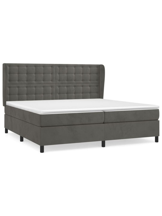 Box spring postel s matrací tmavě šedá 200x200 cm samet