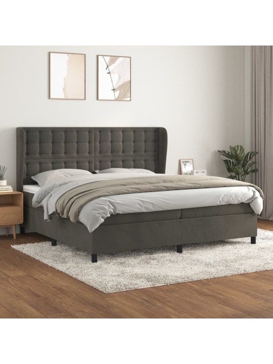 Box spring postel s matrací tmavě šedá 200x200 cm samet