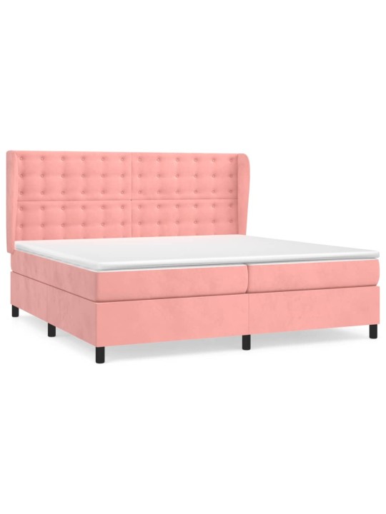 Box spring postel s matrací růžová 200x200 cm samet