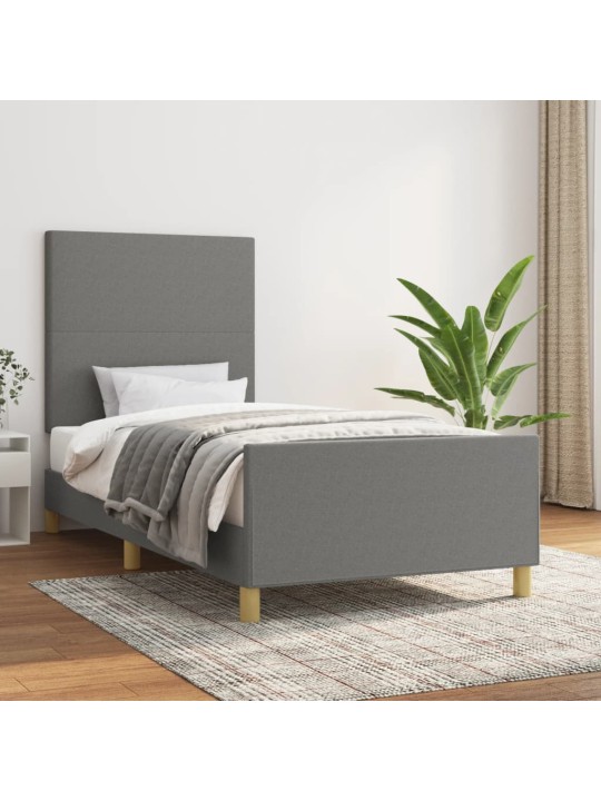 Rám postele bez matrace tmavě šedá 90 x 190 cm textil