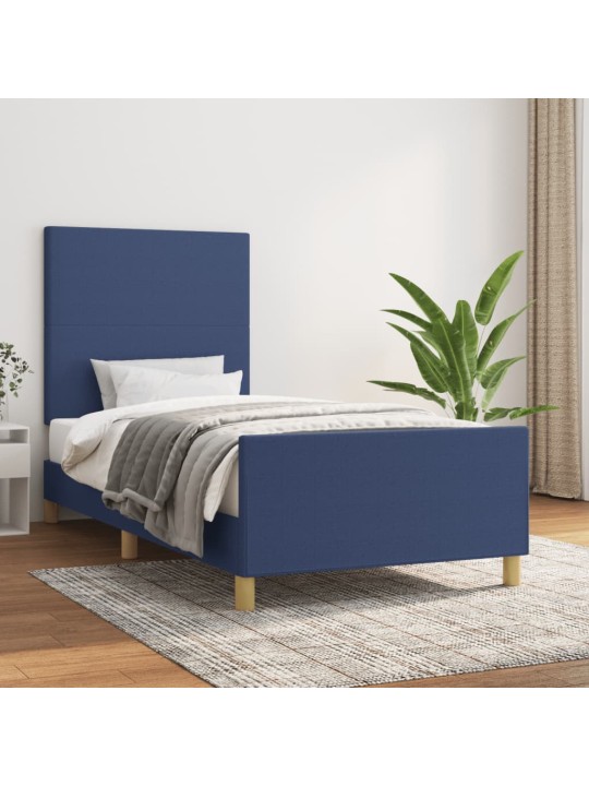 Rám postele bez matrací modrá 90x190 cm textil