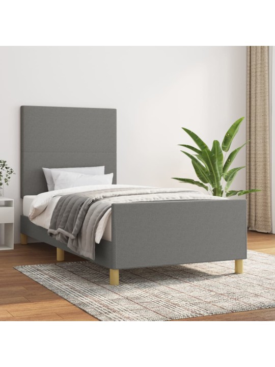 Rám postele bez matrace tmavě šedý 90 x 200 cm textil