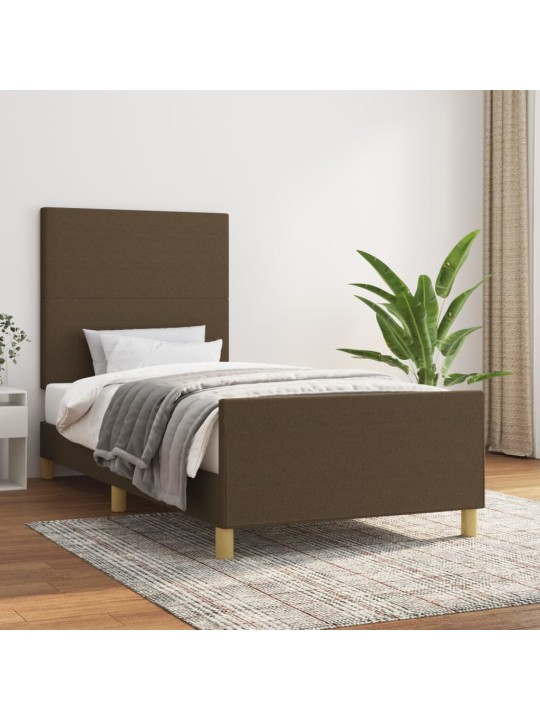 Rám postele bez matrace tmavě hnědý 90 x 200 cm textil