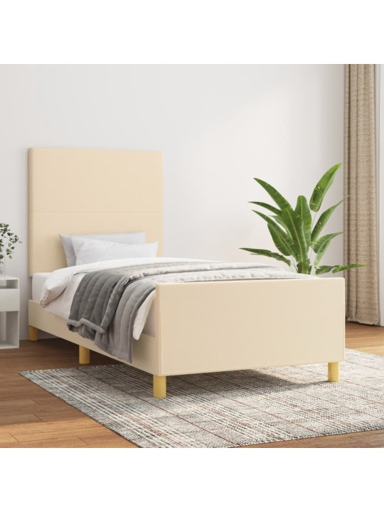 Rám postele bez matrací krémově 90x200 cm textil