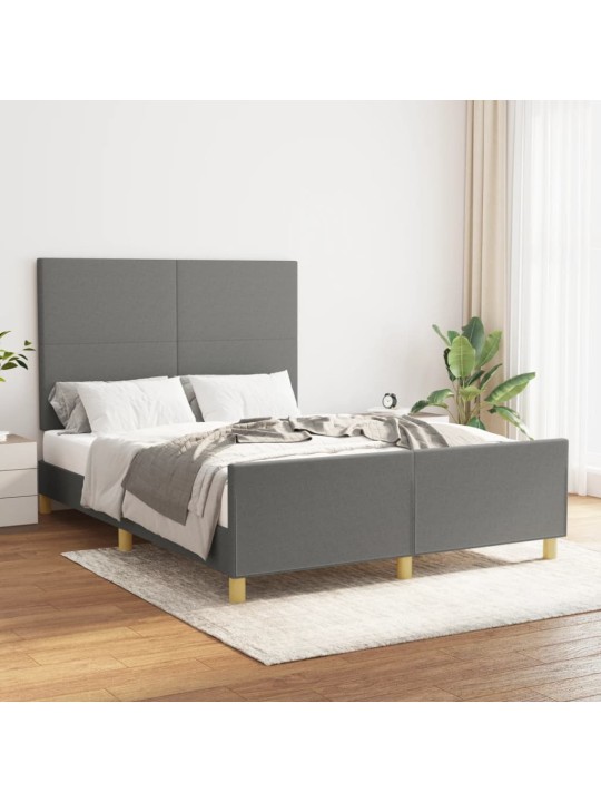 Rám postele bez matrace tmavě šedý 140 x 190 cm textil