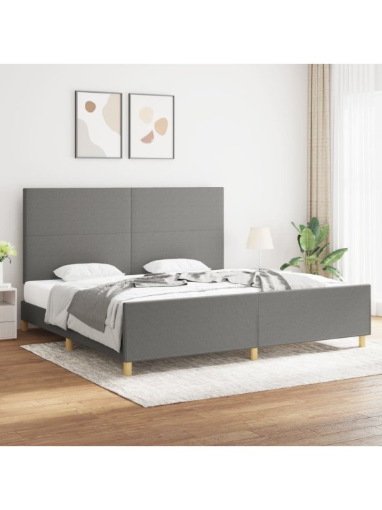 Rám postele bez matrace tmavě šedý 200 x 200 cm textil