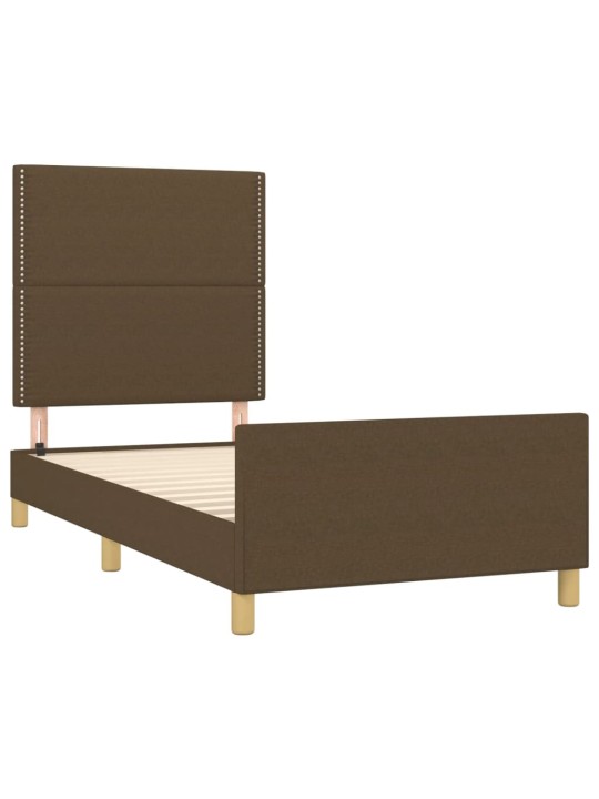 Rám postele bez matrace tmavě hnědá 90 x 190 cm textil
