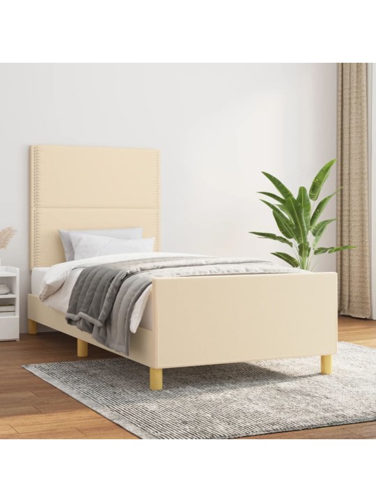 Rám postele bez matrací krémově 90x190 cm textil