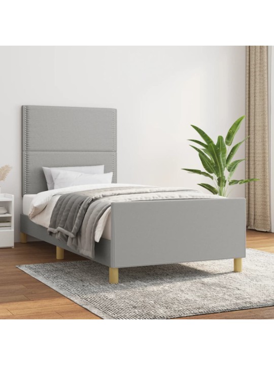 Rám postele bez matrace světle šedý 90 x 200 cm textil