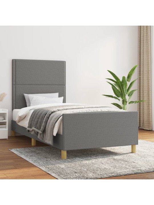 Rám postele bez matrace tmavě šedý 90 x 200 cm textil