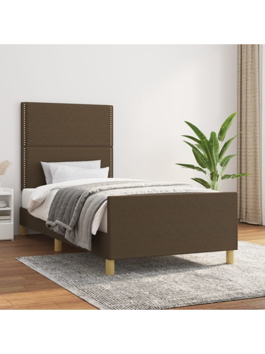 Rám postele bez matrace tmavě hnědý 90 x 200 cm textil