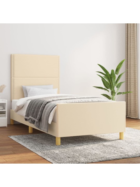 Rám postele bez matrací krémově 90x200 cm textil