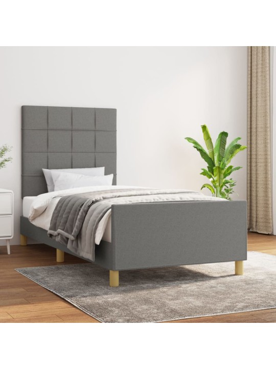 Rám postele bez matrace tmavě šedá 90 x 190 cm textil