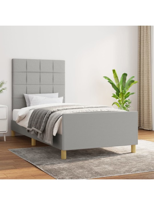 Rám postele bez matrace světle šedý 90 x 200 cm textil
