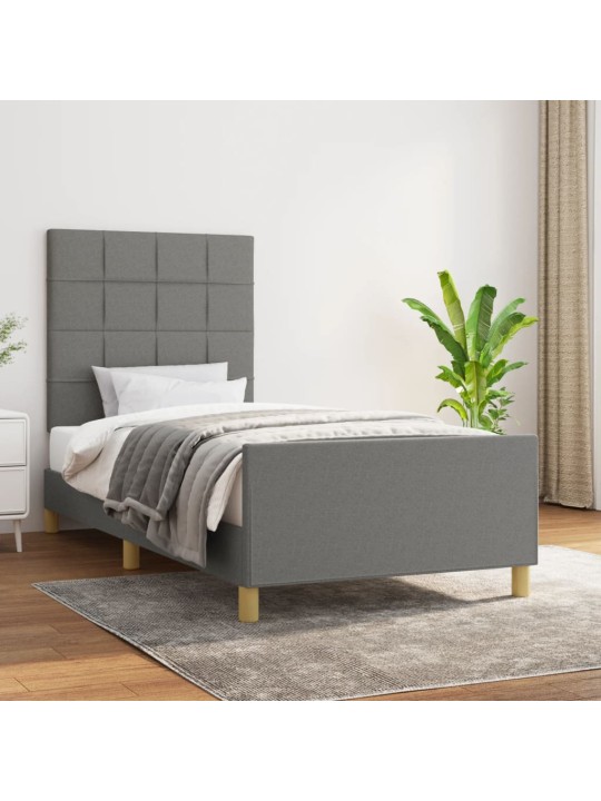 Rám postele bez matrace tmavě šedý 90 x 200 cm textil