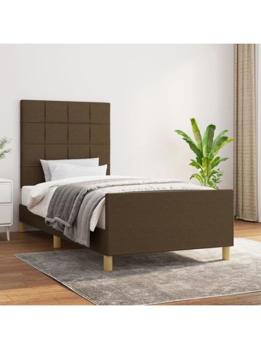 Rám postele bez matrace tmavě hnědý 90 x 200 cm textil