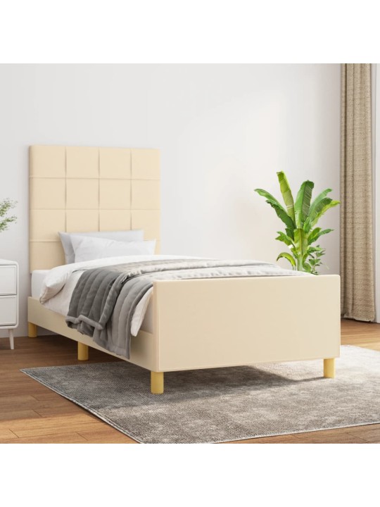 Rám postele bez matrací krémově 90x200 cm textil