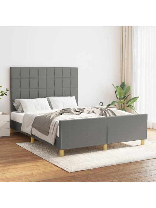 Rám postele bez matrace tmavě šedý 140 x 190 cm textil