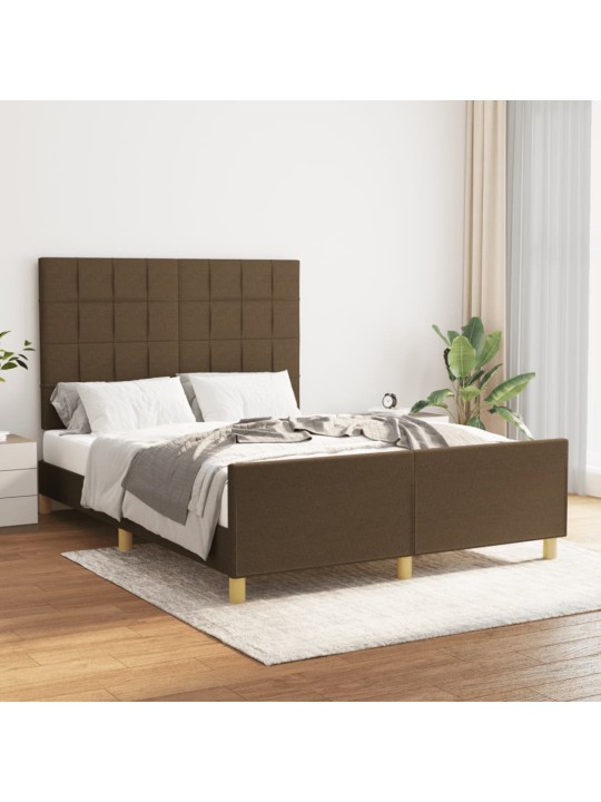 Rám postele bez matrace tmavě hnědý 140 x 190 cm textil
