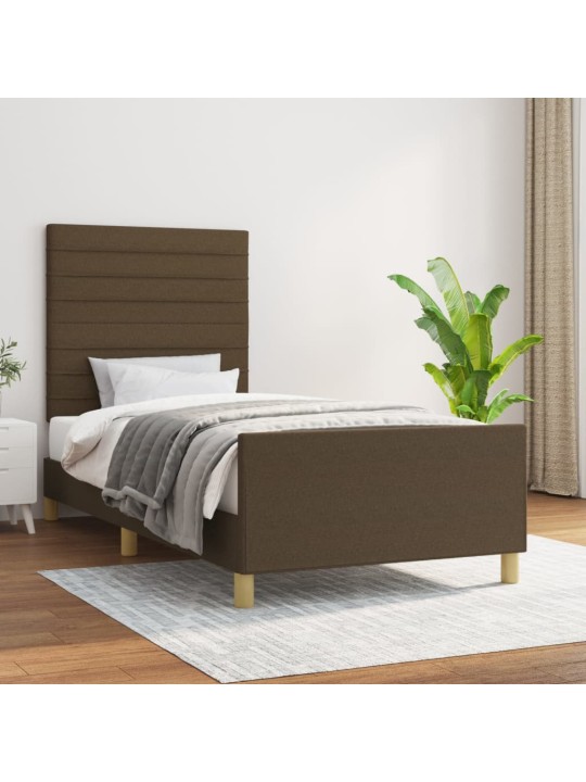 Rám postele bez matrace tmavě hnědá 80 x 200 cm textil